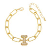 Wholesale Jewelry Copper Electroplated 18K Gold Zircon Letters Love Bracelet