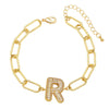 Wholesale Jewelry Copper Electroplated 18K Gold Zircon Letters Love Bracelet