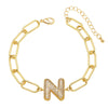Wholesale Jewelry Copper Electroplated 18K Gold Zircon Letters Love Bracelet