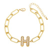 Wholesale Jewelry Copper Electroplated 18K Gold Zircon Letters Love Bracelet