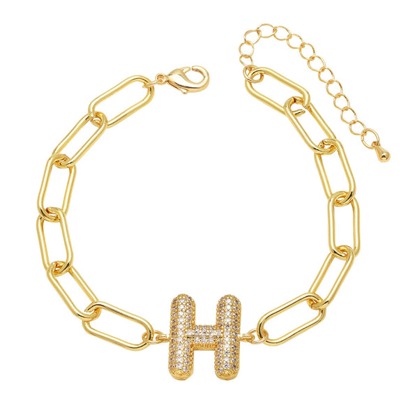 Wholesale Jewelry Copper Electroplated 18K Gold Zircon Letters Love Bracelet