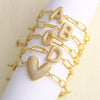 Wholesale Jewelry Copper Electroplated 18K Gold Zircon Letters Love Bracelet