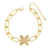 Wholesale Jewelry Copper Electroplated 18K Gold Zircon Letters Love Bracelet