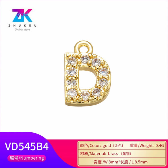 Wholesale Jewelry Copper English Alphabet Pendant Earring Necklace With Electroplating And Simple Style