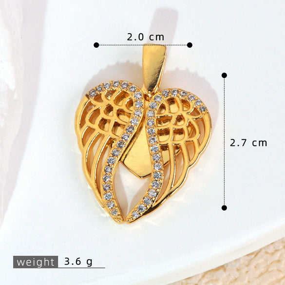 Wholesale Jewelry Copper Engraved Animal Zodiac Wings Clavicle Necklace Pendant Set With Diamonds Women's Fashion Accessories