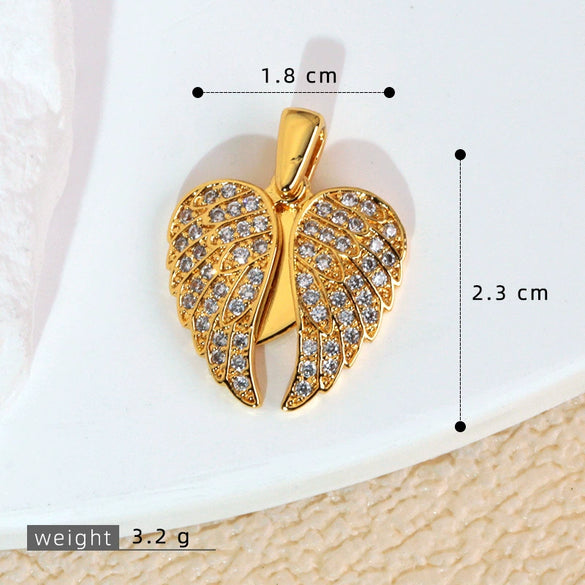 Wholesale Jewelry Copper Engraved Animal Zodiac Wings Clavicle Necklace Pendant Set With Diamonds Women's Fashion Accessories