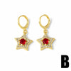 Wholesale Jewelry Copper Fivepointed Star Heart Pendant Earrings Electroplating