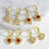 Wholesale Jewelry Copper Fivepointed Star Heart Pendant Earrings Electroplating