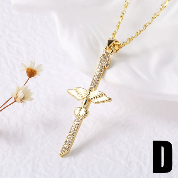 Wholesale Jewelry Copper Fivepointed Star Pendant Necklace With Zircon Electroplating For Women