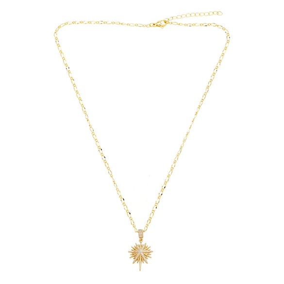 Wholesale Jewelry Copper Fivepointed Star Pendant Necklace With Zircon Electroplating For Women