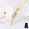 Wholesale Jewelry Copper Fivepointed Star Pendant Necklace With Zircon Electroplating For Women