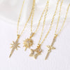 Wholesale Jewelry Copper Fivepointed Star Pendant Necklace With Zircon Electroplating For Women