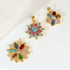Wholesale Jewelry Copper Flower And Leaf Micropaved Pendant For Women