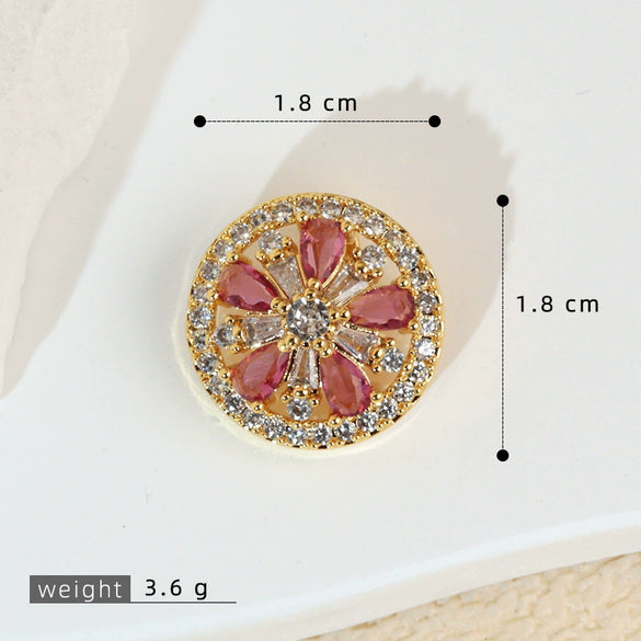 Wholesale Jewelry Copper Flower And Leaf Micropaved Pendant For Women