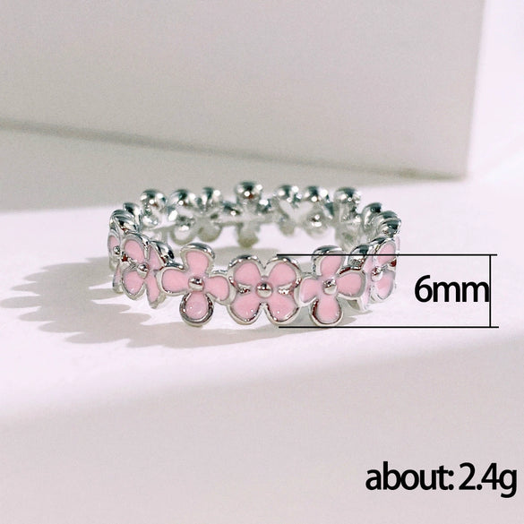 Wholesale Jewelry Copper Flower Dripping Glue Ring For Women