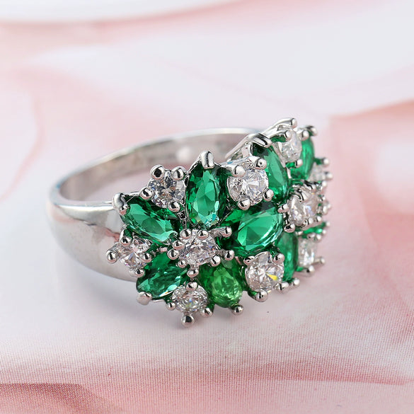 Wholesale Jewelry Copper Flower Geometric Electroplated Ring Unisex
