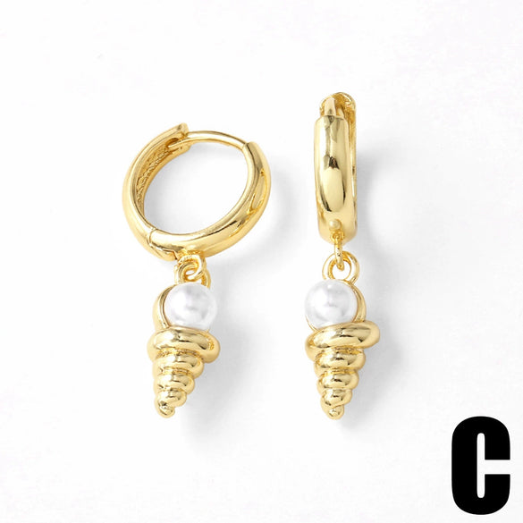Wholesale Jewelry Copper Flower Shaped Pendant Earrings For Women With Electroplating Process