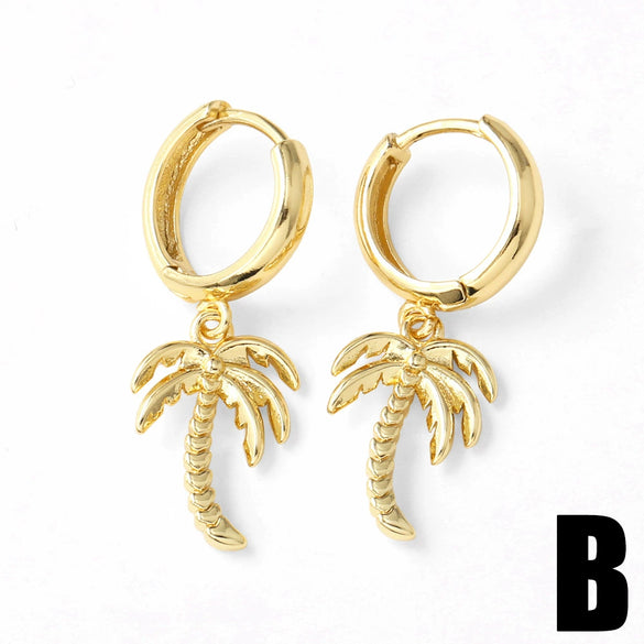 Wholesale Jewelry Copper Flower Shaped Pendant Earrings For Women With Electroplating Process