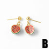 Wholesale Jewelry Copper Fruit Geometric Pendant Earrings For Women With Electroplating