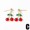 Wholesale Jewelry Copper Fruit Geometric Pendant Earrings For Women With Electroplating
