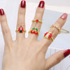 Wholesale Jewelry Copper Fruit Pattern Gold Plated Open Ring