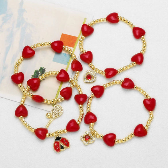 Wholesale Jewelry Copper Fruit Shaped Beaded Insect Pendant Bracelet With Electroplating