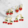 Wholesale Jewelry Copper Fruit Strawberry Cherry Goldplated Electroplated Unisex Earrings