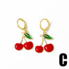 Wholesale Jewelry Copper Fruit Strawberry Cherry Goldplated Electroplated Unisex Earrings