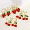 Wholesale Jewelry Copper Fruit Strawberry Cherry Goldplated Electroplated Unisex Earrings