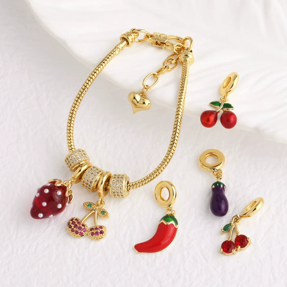 Wholesale Jewelry Copper Fruitshape Electroplated Bracelet