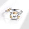 Wholesale Jewelry Copper Geometric Animal Cat Rotating Open Ring Electroplating For Women