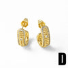 Wholesale Jewelry Copper Geometric Asymmetrical Earrings Electroplated With Real Gold And Full Zircon