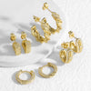 Wholesale Jewelry Copper Geometric Asymmetrical Earrings Electroplated With Real Gold And Full Zircon
