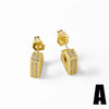 Wholesale Jewelry Copper Geometric Asymmetrical Earrings Electroplated With Real Gold And Full Zircon
