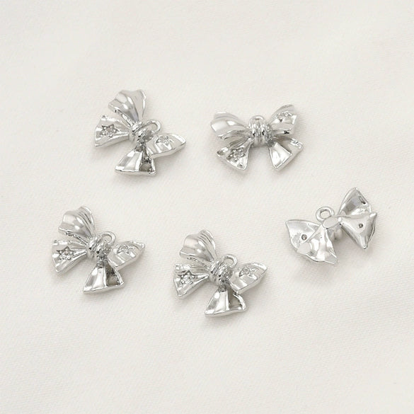 Wholesale Jewelry Copper Geometric Bow Inlaid Zircon Electroplated Pendant Accessories Material