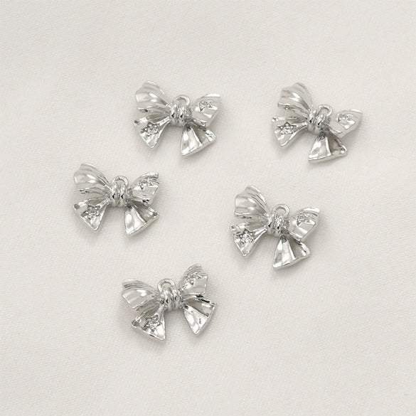 Wholesale Jewelry Copper Geometric Bow Inlaid Zircon Electroplated Pendant Accessories Material