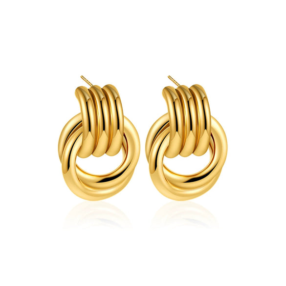 Wholesale Jewelry Copper Geometric Chic Style Electroplating Double Ring Coil Winding Earrings