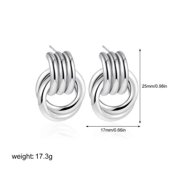 Wholesale Jewelry Copper Geometric Chic Style Electroplating Double Ring Coil Winding Earrings