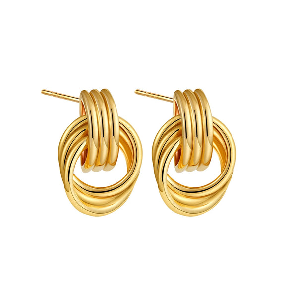 Wholesale Jewelry Copper Geometric Chic Style Electroplating Double Ring Coil Winding Earrings