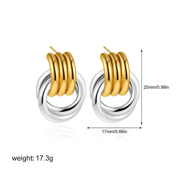 Wholesale Jewelry Copper Geometric Chic Style Electroplating Double Ring Coil Winding Earrings