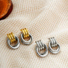 Wholesale Jewelry Copper Geometric Chic Style Electroplating Double Ring Coil Winding Earrings