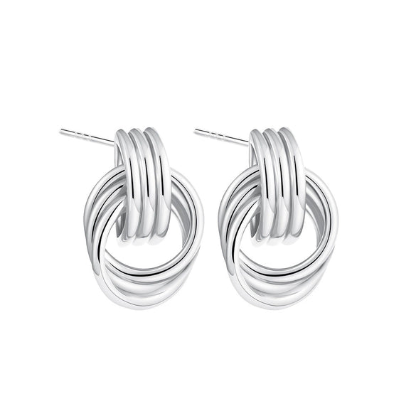 Wholesale Jewelry Copper Geometric Chic Style Electroplating Double Ring Coil Winding Earrings