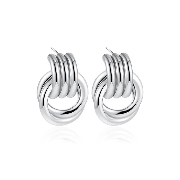 Wholesale Jewelry Copper Geometric Chic Style Electroplating Double Ring Coil Winding Earrings