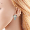 Wholesale Jewelry Copper Geometric Cross Heart Pendant Earrings Electroplating Simple Style