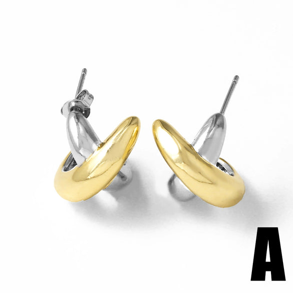 Wholesale Jewelry Copper Geometric Cross Heart Pendant Earrings Electroplating Simple Style