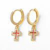 Wholesale Jewelry Copper Geometric Cross Pendant Earrings Electroplated For Women