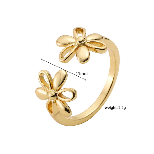 Wholesale Jewelry Copper Geometric Daisy Sunflower Cross Ring Electroplating For Ladies