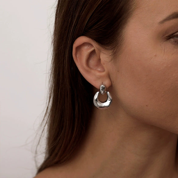 Wholesale Jewelry Copper Geometric Electroplating Ushaped Irregular Exaggerated Earrings For Women