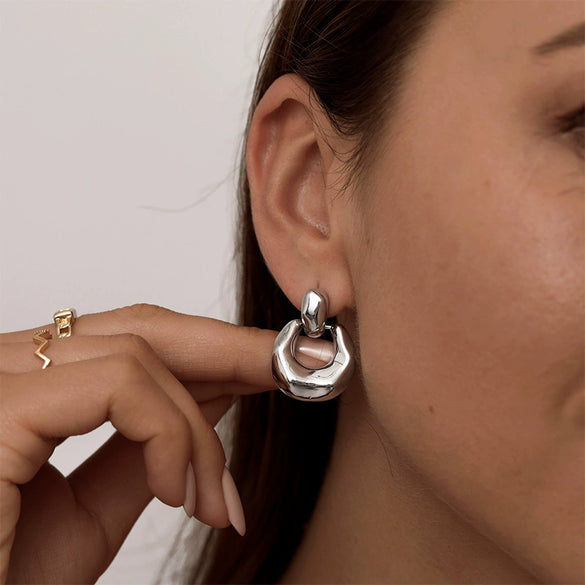 Wholesale Jewelry Copper Geometric Electroplating Ushaped Irregular Exaggerated Earrings For Women