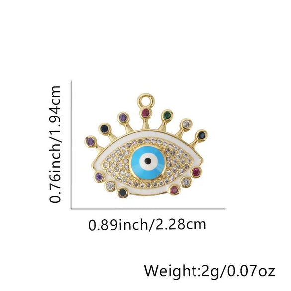 Wholesale Jewelry Copper Geometric Eyes Pendant Clavicle Chain With Oil Enamel And Electroplating